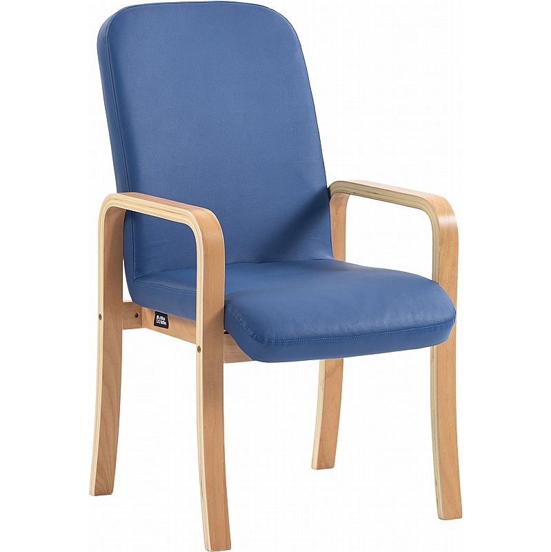 Oxford Wooden Frame Anti Bacterial Vinyl Reception Waiting Room Chair with Arms - Reception Area