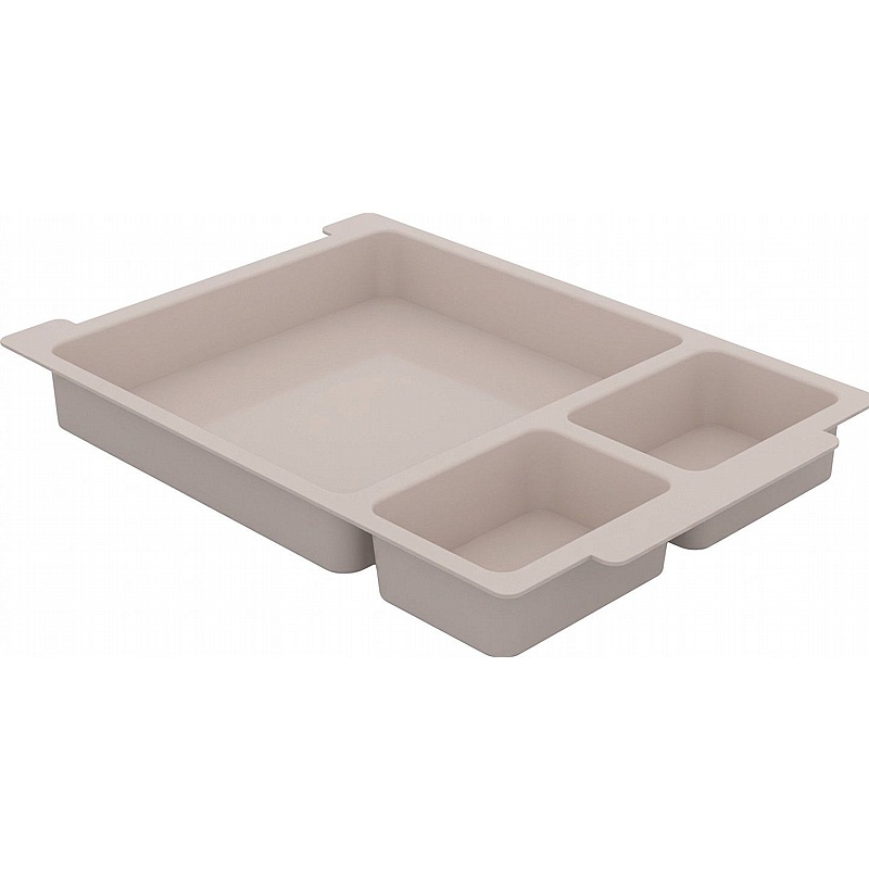 Gratnells Shallow Dove Grey Moulded Tray Insert - 1 Large, 2 Small Sections - Pack of 50 - School Furniture