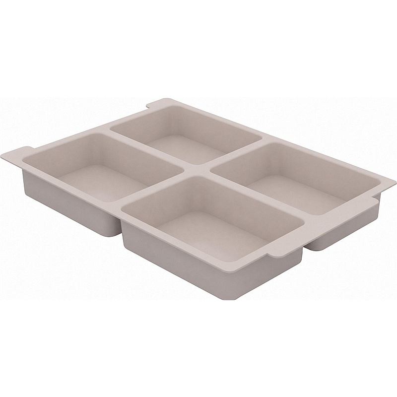 Gratnells Shallow Dove Grey Moulded Tray Insert - 4 Large Sections - Pack of 6 - School Furniture