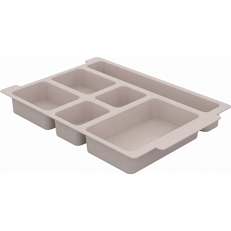 Gratnells Shallow Dove Grey Moulded Tray Insert - 6 Office Sections - Pack of 6 - School Furniture