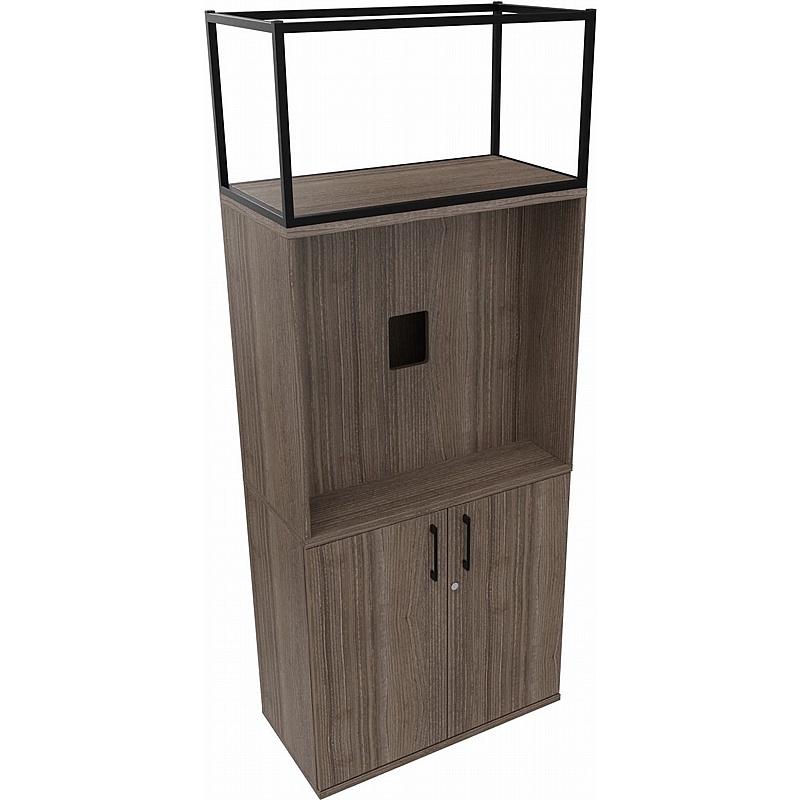 Matrix Duo Compact TV Credenza Units with Double Row Column Frame - Office Storage