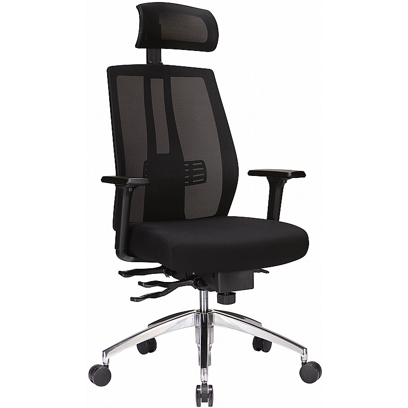 React 24-7 Heavy Duty Mesh Posture Office Chair with Headrest - Office Chairs