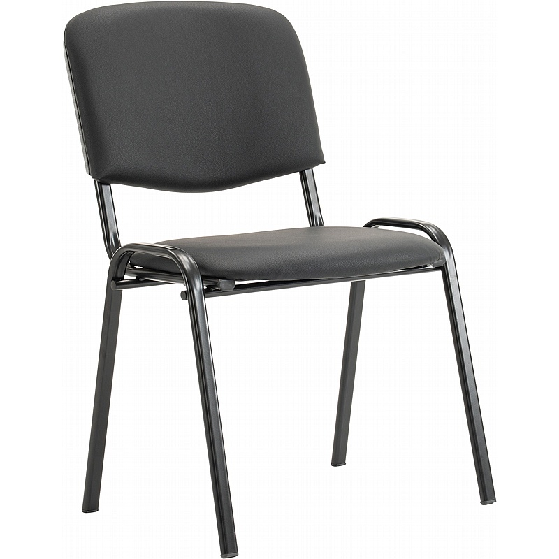 Swift ISO Antibacterial Vinyl Black Frame Stacking Conference / Visitor Chairs (Pack of 4) - Office Chairs