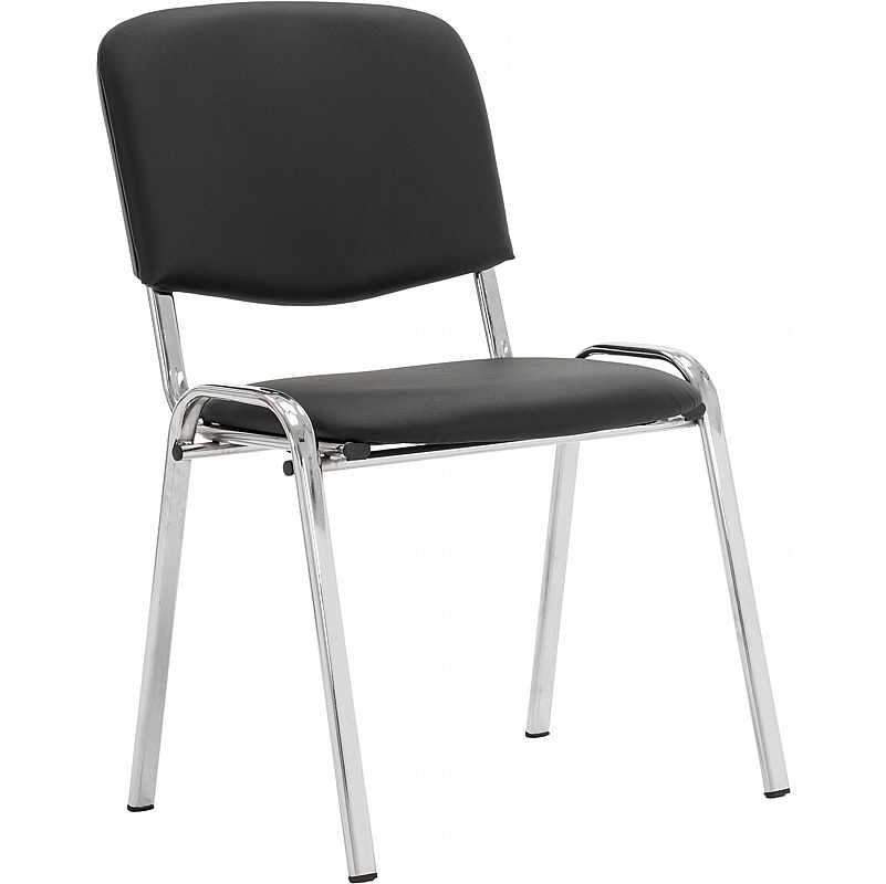 Swift ISO Antibacterial Vinyl Chrome Frame Stacking Conference / Visitor Chairs (Pack of 4) - Office Chairs