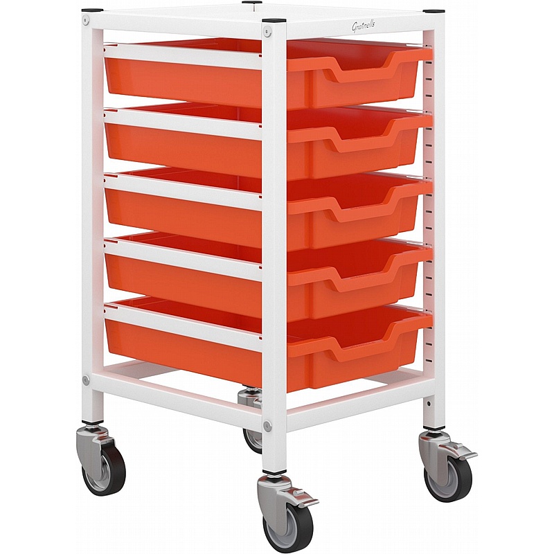 Gratnells Science Single Column Under Bench 5 Shallow Tray Mobile Storage Frame - School Furniture