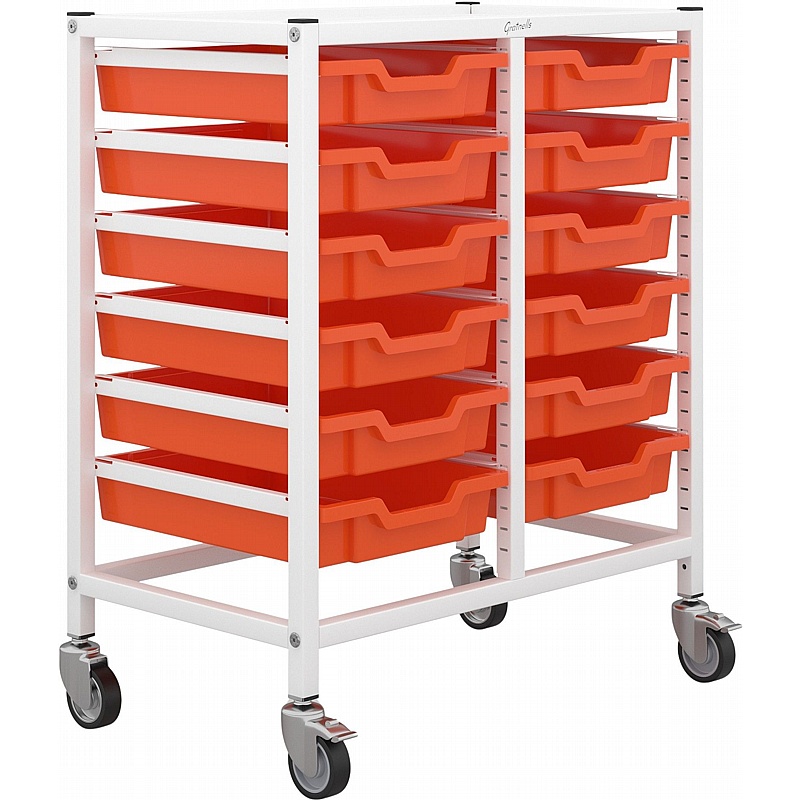 Gratnells Science Double Column 12 Shallow Tray Mobile Storage Frame - School Furniture
