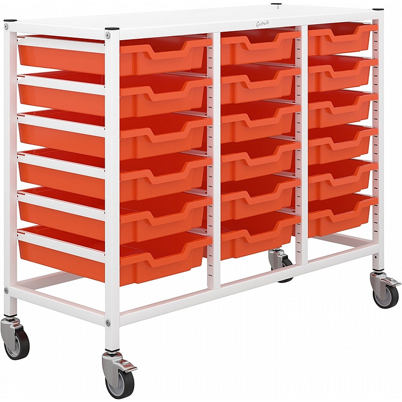 Gratnells Science Triple Column 18 Shallow Tray Mobile Storage Frame - School Furniture