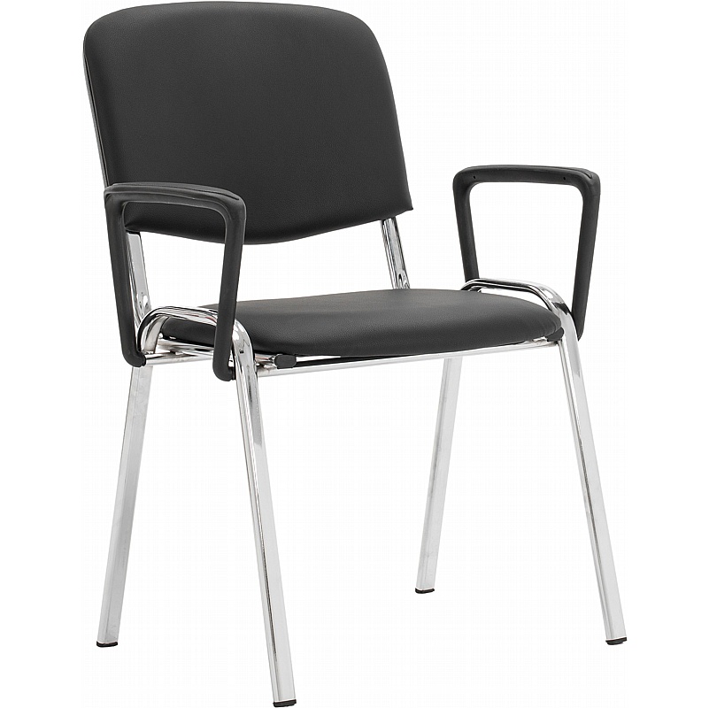 Swift ISO Antibacterial Vinyl Chrome Frame Conference / Visitor Chairs with Arms (Pack of 4) - Office Chairs
