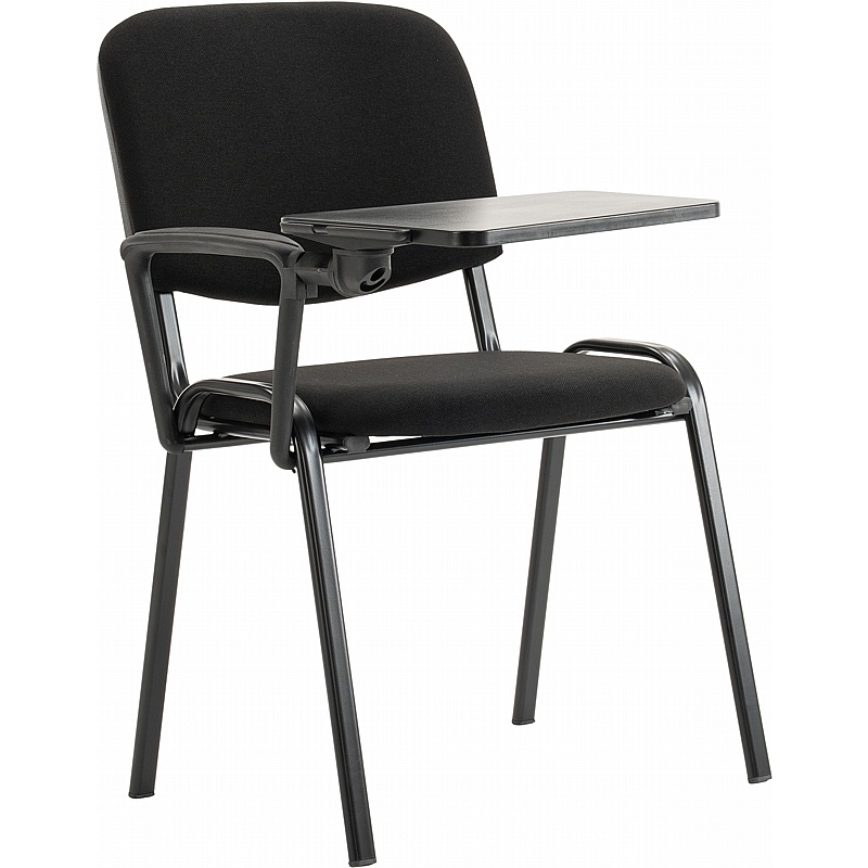 Swift ISO Black Frame Conference Chairs with Writing Tablet (Pack of 4) - Office Chairs