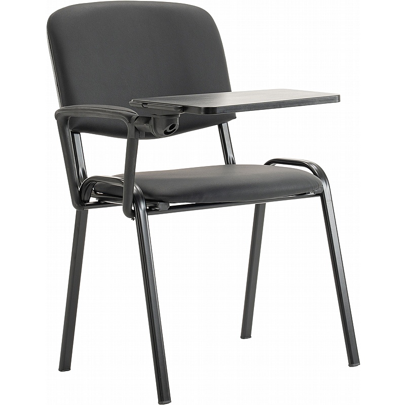 Swift ISO Antibacterial Vinyl Black Frame Conference / Visitor Chairs with Writing Tablet (Pack of 4) - Office Chairs