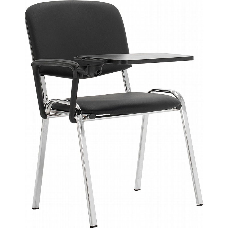 Swift ISO Antibacterial Vinyl Chrome Frame Conference / Visitor Chairs with Writing Tablet (Pack of 4) - Office Chairs