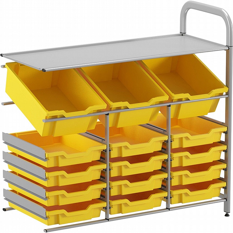 Gratnells Callero Systems Low Tilted Triple Column Combination Tray Storage Extension Unit - School Furniture