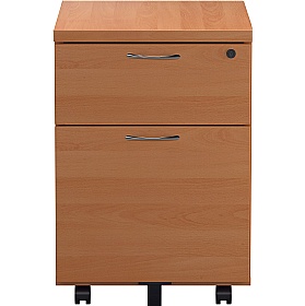 Office Essentials Wooden 2 Drawer Low Under Desk Mobile Pedestals - Office Storage