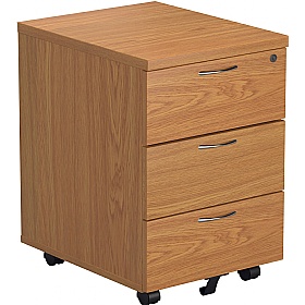 Office Essentials Wooden 3 Drawer Low Under Desk Mobile Pedestals - Office Storage