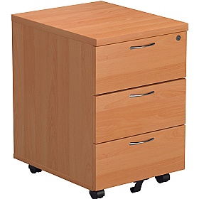 Office Essentials Wooden 3 Drawer Low Under Desk Mobile Pedestals - Office Storage