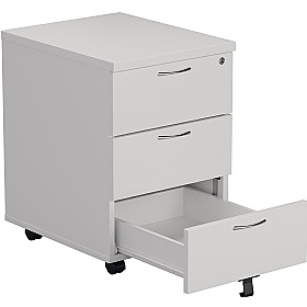 Office Essentials Wooden 3 Drawer Low Under Desk Mobile Pedestals - Office Storage