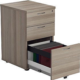 Office Essentials Wooden 3 Drawer Under Desk Static Pedestals - Office Storage