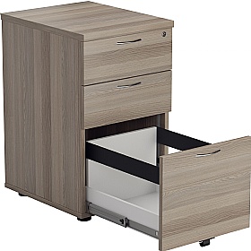 Office Essentials Wooden 3 Drawer Under Desk Static Pedestals - Office Storage
