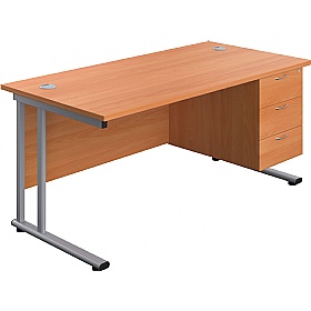 Interface Rectangular Office Desks with Single Fix
