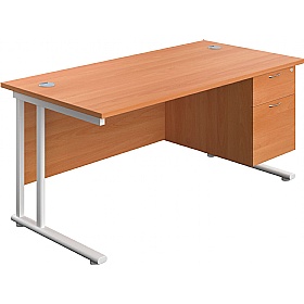 Interface Rectangular Office Desks with Single Fix