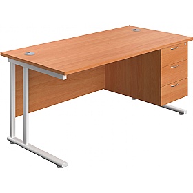 Interface Rectangular Office Desks with Single Fix