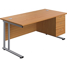 Interface Rectangular Office Desks with Single Fix