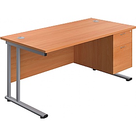 Interface Rectangular Office Desks with Single Fix