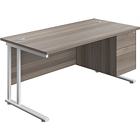 Interface Rectangular Office Desks with Single Fix