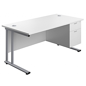 Interface Rectangular Office Desks with Single Fixed Drawers