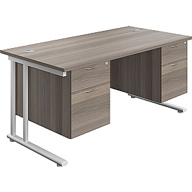 Interface Rectangular Office Desks with Double Fix