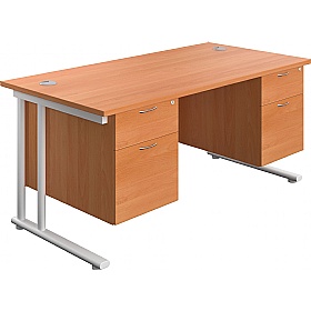 Interface Rectangular Office Desks with Double Fix