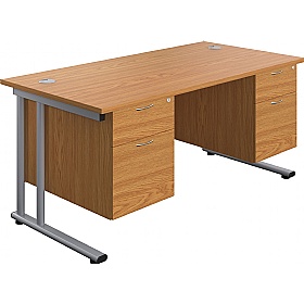 Interface Rectangular Office Desks with Double Fix