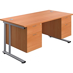 Interface Rectangular Office Desks with Double Fix
