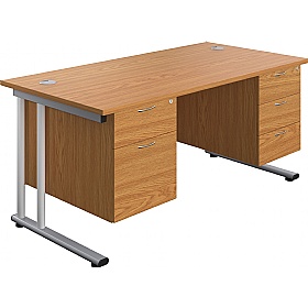 Interface Rectangular Office Desks with Double Fix