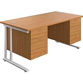 Interface Rectangular Office Desks with Double Fix