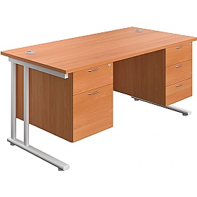 Interface Rectangular Office Desks with Double Fix