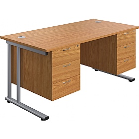 Interface Rectangular Office Desks with Double Fix