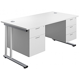 Interface Rectangular Office Desks with Double Fix