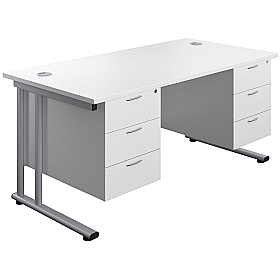 Interface Rectangular Office Desks with Double Fix
