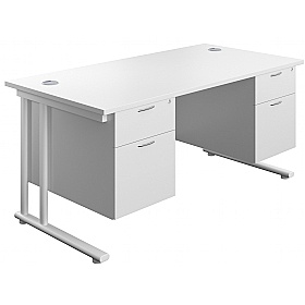 Interface Rectangular Office Desks with Double Fix