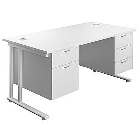 Interface Rectangular Office Desks with Double Fix