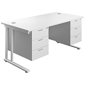 Interface Rectangular Office Desks with Double Fix