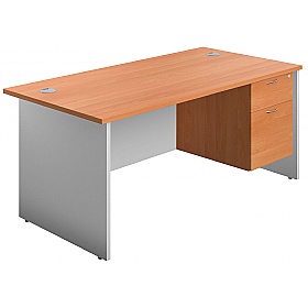 Panel Plus Rectangular Office Desks with Single Fi