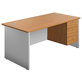 Panel Plus Rectangular Office Desks with Single Fixed Drawers