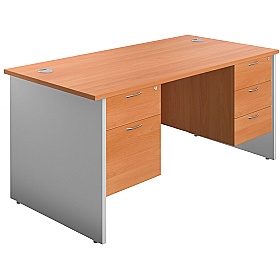 Panel Plus Rectangular Office Desks with Double Fi