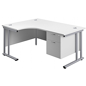 Interface Ergonomic Radial Office Desks with Fixed Drawers