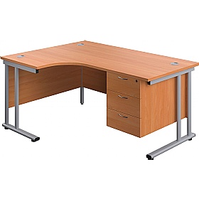 Interface Ergonomic Radial Office Desks with Fixed
