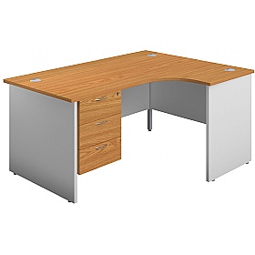 Panel Plus Ergonomic Radial Office Desks with Fixed Drawers