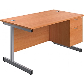 Ratio Rectangular Office Desks With Single Fixed Drawers