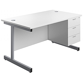 Ratio Rectangular Office Desks With Single Fixed D
